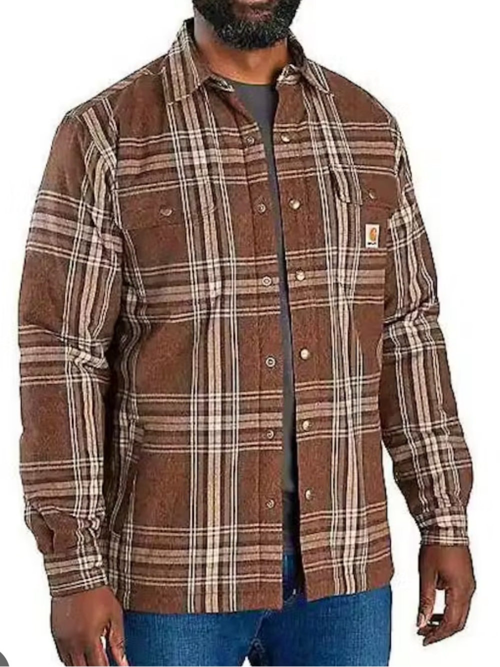 CARHARTT RELAXED FIT FLANNEL SHERPA JACKET SHIRT JAC L TALL